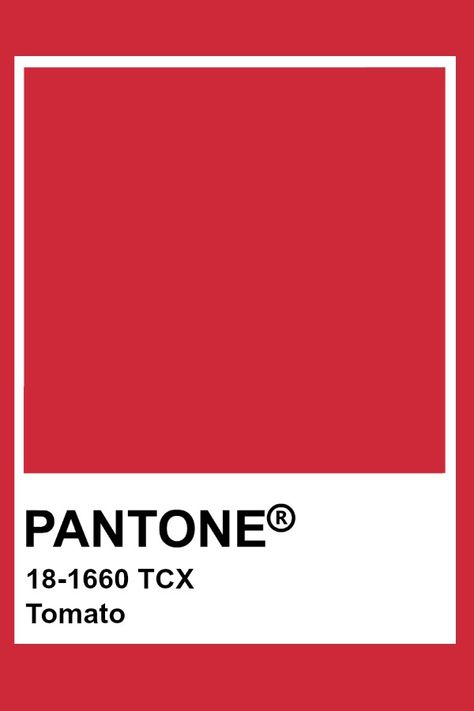 Pantone Tomato Tomato Red Pantone, Red Pantone, Pantone Tcx, Pantone Red, Pantone Colours, Pantone Color Chart, Flat Color Palette, Pantone Swatches, Color Knowledge