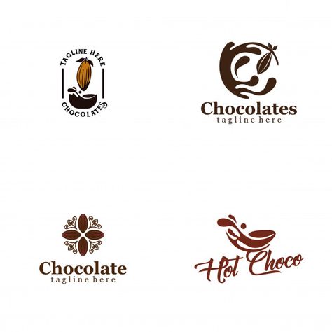 Chocolate logo collection Premium Vector Chocolate Logo Ideas, Chocolate Logo Design Ideas, Chocolate Logo Design, Chocolate Logo, Logo Banner, Tile Covers, Chocolate Design, Chocolate Brands, Pink Vase