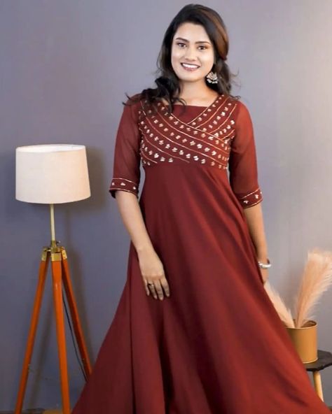 Budget friendly anarkali kurti Material georget Hand work on yoke and sleeves Length 49 Xs to 3xl available DM for price 5/6 days for despatch Anarkali Kurti, Hand Work, Anarkali, Budget Friendly, Work On, Budgeting, Sleeve Length