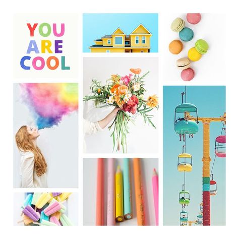 This board is bright, fun, and full of energy. It feels airy and the bright colors give it a playful vibe. This palette would be great for a brand that is fun… Bright Mood Board, Playful Moodboard, Color Palette For Spring, Graphic Social Media, Toddler Fine Motor Activities, Bright Color Palette, Brand Inspiration Board, Identity Design Inspiration, Premade Branding