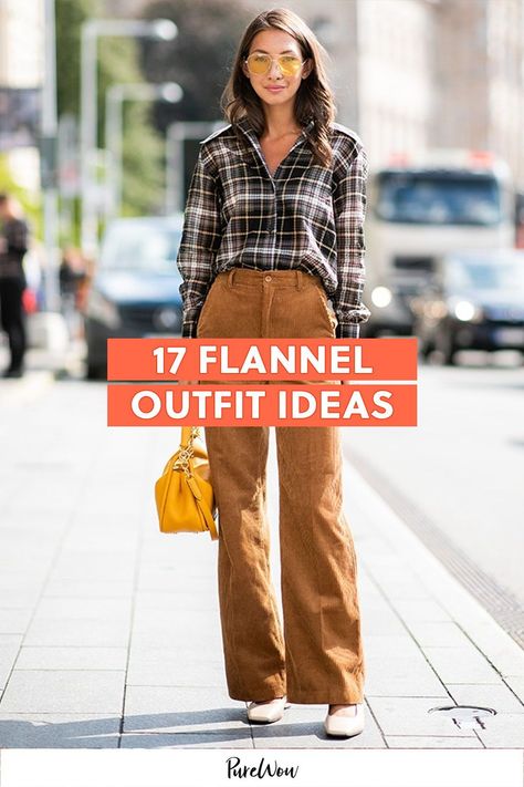 On the hunt for the best flannel outfit ideas, plus tips on how to style the trend? Let us show you the way, according to a fashion editor, so you can have your most stylish, plaid-filled winter yet. Wearing Flannel Women, Flannel Date Night Outfit, Mom Jeans With Flannel Outfit, Navy Plaid Shirt Outfit Women, Plaid Shirt And Wide Leg Jeans, Fancy Flannel Outfit, Blue Plaid Button Up Shirt Outfit, Flannel Shirt Work Outfit, Flannel With Graphic Tee Outfit