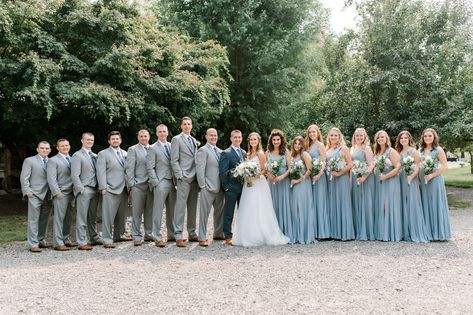 Dusty blue wedding bridesmaids dresses Grey suits groomsmen Dusty Blue Bridesmaid Dresses And Groomsmen, Groom And Groomsmen Attire Dusty Blue, Dusty Blue Bridesmaid Dresses Grey Suits, Grey Suit Blue Bridesmaid Dress, Dusty Blue And Grey Wedding Groomsmen, Gray And Dusty Blue Groomsmen, Groomsmen Dusty Blue Attire, Bridesmaids Dresses Dusty Blue, 9 Bridesmaids And Groomsmen