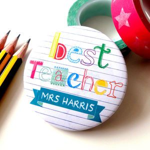 Personalised 'Best Teacher' Magnet Or Badge Gift Pin Collection Displays, Badge Making, Button Ideas, Collection Displays, Fun Magnets, Teacher Badge, Thank You Teacher Gifts, Enamel Pin Badge, Pin Button