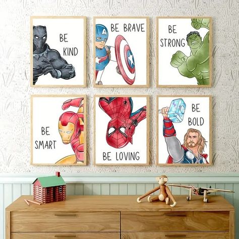 Avengers Boy Room, Super Hero Boys Room, Hulk Bedroom, Marvel Boys Bedroom, Marvel Boys Room, Marvel Room Ideas, Spiderman Kids Room, Boys Superhero Bedroom, Marvel Nursery