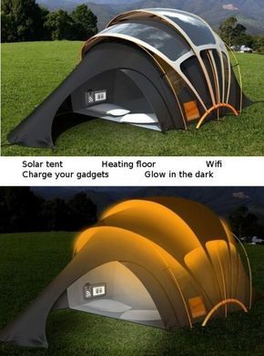 Solar Panel Tent - oh my gosh, this is stinking amazing! I want want want - too bad it is just a concept now Backpacking Hacks, Solar Tent, Zelt Camping, Hampi, Camping Glamping, Camping Fun, Camping Ideas, Camping Survival, Cool Stuff