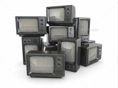 Heap of vintage tv. End of television by maxxyustas. Heap of vintage tv. End of television. Conceptual image. 3d Christus Tattoo, Tv Head, Tv Vintage, Technology Photos, Presentation Design Template, Vintage Tv, Retro Tv, Print Designs Inspiration, Old Tv