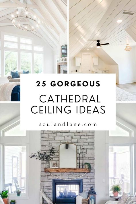 Transform your home into an airy abode of elegance with our curated cathedral ceiling inspirations. These lofty designs offer a dramatic flair that elevates your interior to a realm of sophistication and spaciousness. Imagine living spaces bathed in natural light, where the architectural detail of vaulted ceilings adds depth and character to every moment spent indoors. Ideal for those who cherish the blend of modern design and timeless beauty, our cathedral ceiling ideas are the key to creating Cathedral Entryway Ideas, Whitewash Vaulted Ceiling, White Ceiling Beams Living Room Vaulted, Tv Wall Cathedral Ceiling, Accent Wall Ideas Vaulted Ceiling, Living Room Beams Vaulted Ceiling, Grand Ceiling Design, Farmhouse High Ceilings, Cathedral Ceiling Windows Living Room