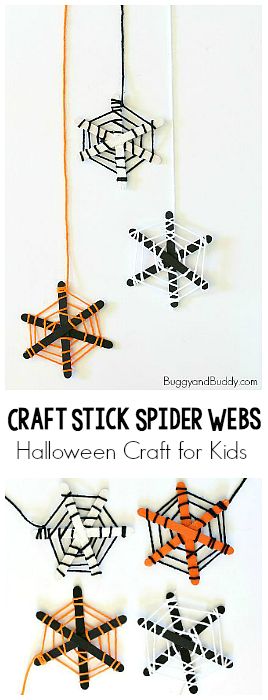 Halloween Craft for Kids: Spider Webs made from popsicle sticks and yarn! Fun fine motor practice and make such a cute decoration for… Stick Spider, Spider Web Craft, Halloween Teaching, Fine Motor Practice, Halloween Crafting, Halloween Spider Decorations, Fun Halloween Crafts, Quick Crafts, Handprint Craft