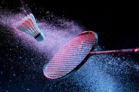 Badminton racket and shuttlecock in moti... | Premium Photo #Freepik #photo #badminton-racket #badminton-court #badminton-tournament #badminton Badminton Poster Design, Badminton Photoshoot, Badminton Poster, Badminton Smash, Badminton Tips, Badminton Kit, Touch Painting, Badminton Quotes, Tennis Racquet Bag