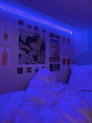 Led Lights Bedroom Aesthetic, Tiktok Room, Neon Bedroom, Led Lighting Bedroom, Chill Room, Neon Room, Room Upgrade, Dekorasi Kamar Tidur, Grunge Room