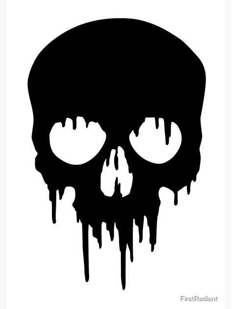 Skull Dripping, Black Skull, Canvas Print, Paint, Black And White, Canvas, For Sale, White, Black