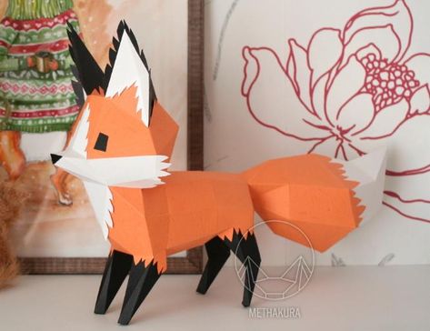 PAPERMAU: A Cute Fox Decorative Paper Model - by Maria Bogatyreva Fox Paper Craft, Toddler Science, Red Brick House, Color Printer, Paper Garland, Paper Model, Cute Fox, Decorative Paper, Red Bricks