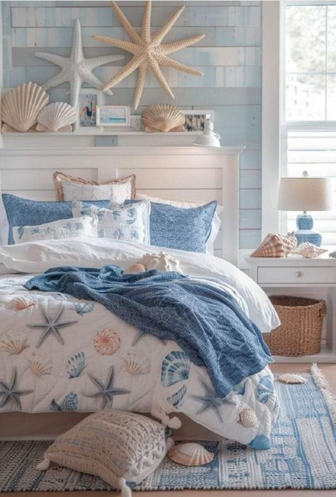 Costal Bedroom, Beach Room Decor, Ocean Room, Beach Themed Bedroom, Beachy Room, Coastal Room, Casa Country, Dekorasi Kamar Tidur, Coastal Bedrooms