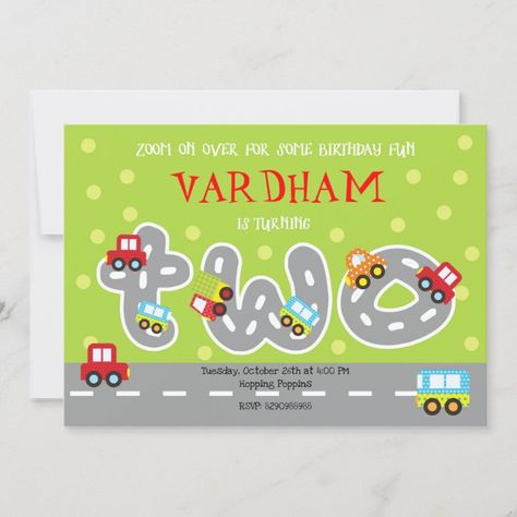 Transportation 2nd Birthday Invitation | Zazzle.com Transportation 2nd Birthday, 1st Birthday Invitations Boy, Cars Invitation, 90th Birthday Invitations, Transportation Birthday, Cars Birthday Invitations, Happy Panda, Car Birthday Theme, Cars Theme Birthday Party