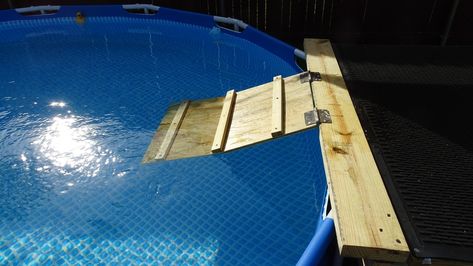 Diy Dog Pool Ramp, Pool Ramp, Dog Pool Ramp, Above Ground Pool Ladders, Above Ground Pool Steps, Cat Ramp, Hydrotherapy Pool, Wooden Pool, Safe Pool