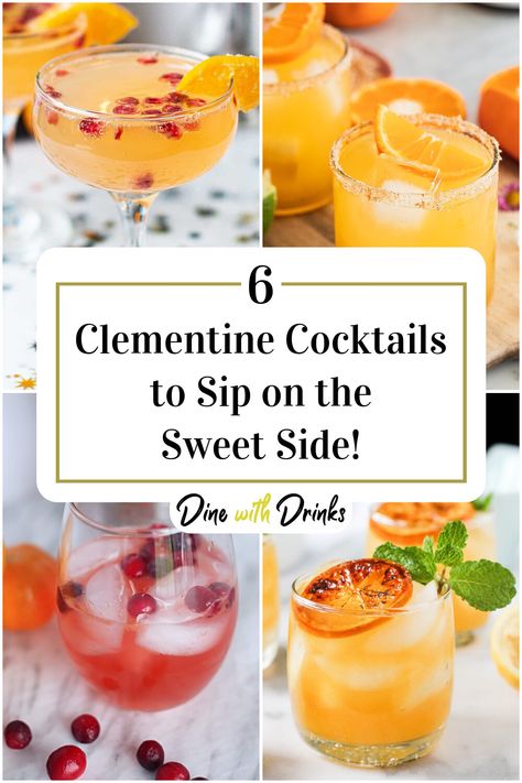 Collage of 4 clementine cocktails. Clementine Cocktail, Christmas Mocktails, Fruity Cocktail, Gin Liqueur, Perfect Summer Drink, Cocktail Syrups, Gin Cocktail Recipes, Cranberry Cocktail, Fruity Cocktails