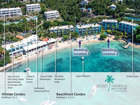 Beach Weddings in St. Thomas | Secret Harbour Beach Resort Beach Resort Wedding, Destination Wedding Caribbean, St Thomas Usvi, St John Usvi, Wedding Sand, Dive Shop, Water Sports Activities, Romantic Sunset, Beach Ceremony