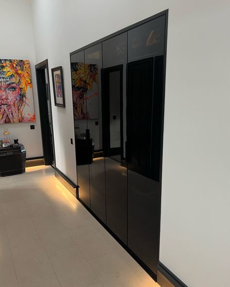 Dark Glass Wardrobe, Black Glass Wardrobe Bedroom, Smoked Glass Door, Black Tinted Glass Wardrobe, Black Glass Wardrobe, Wardrobe Layout, Glass Wardrobe Doors, Mirror Cupboard, Glass Wardrobe