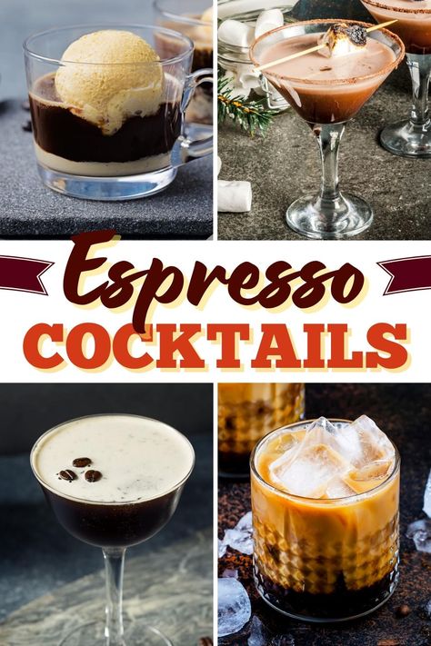 These potent espresso cocktails will make you feel like a true bartender! From martinis to white Russians to Irish coffees, these drinks will perk you right up! Espresso Liquor Drinks, Espresso Vodka Drinks, Espresso Alcoholic Drink, Espresso Cocktail Recipes, Coffee Liquor Drinks, Espresso Cocktails, Easy Expresso Martinis, Irish Espresso Martini, Non Alcoholic Espresso Martini