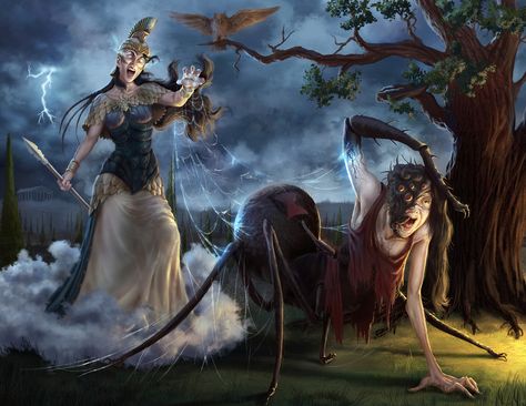 ArtStation - Arachne Transforming, Markus Stadlober Greek Gods And Goddesses, Horror Themes, Athena Goddess, Paintings And Drawings, Image Painting, Roman Mythology, Mythology Art, Greek Myths, Mystical Creatures