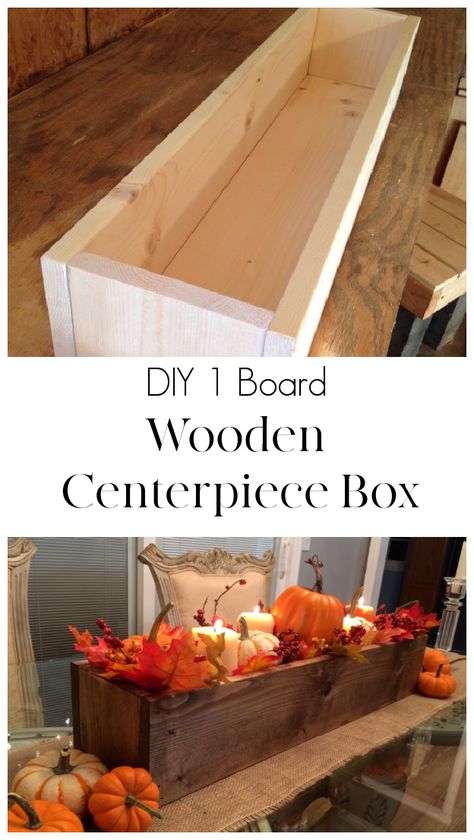 Long Wood Box, Easy Diy Gift Ideas, Wood Box Decor, Wooden Box Centerpiece, Wood Box Centerpiece, Wood Centerpiece, Wooden Box Diy, Diy Centerpiece, Wooden Centerpieces