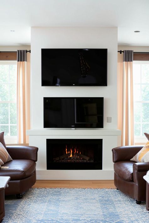 Tv mounted over fireplace