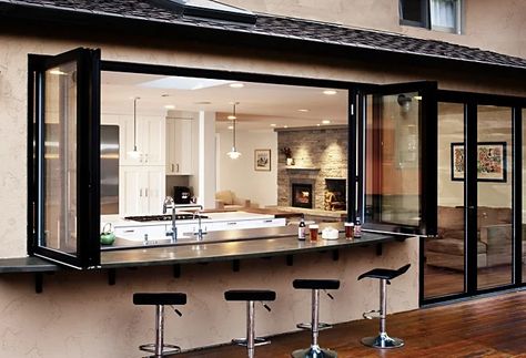 Folding Windows, Window Bars, Vinyl Windows, Indoor Outdoor Kitchen, Outdoor Kitchen Bars, Terra Nova, Riverside County, Diy Outdoor Kitchen, Kitchen On A Budget