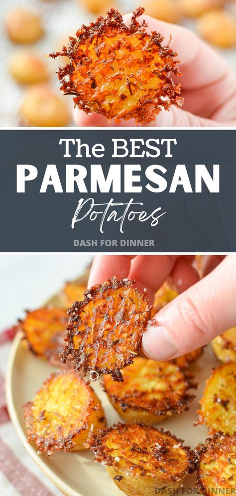 Potato Pan Recipes, Side Potato Dishes Easy, Parmesan Roasted Baby Potatoes, Garlic Parmesan Small Potatoes, Toasted Parmesan Potatoes, Roasted Parm Potatoes, Quick Mini Potato Recipe, Easy Parmesan Potatoes, Best Roasted Mini Potatoes