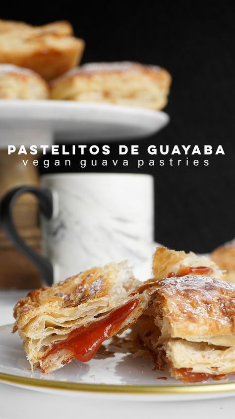 Guava Jam Desserts, Guava Pastry Recipe, Vegan Guava Cake, Guava And Cheese Pastry, Puff Pastry Guava And Cheese, Cuban Guava Pastries, Guava Desserts, Cuban Desserts, Vegan Party Snacks