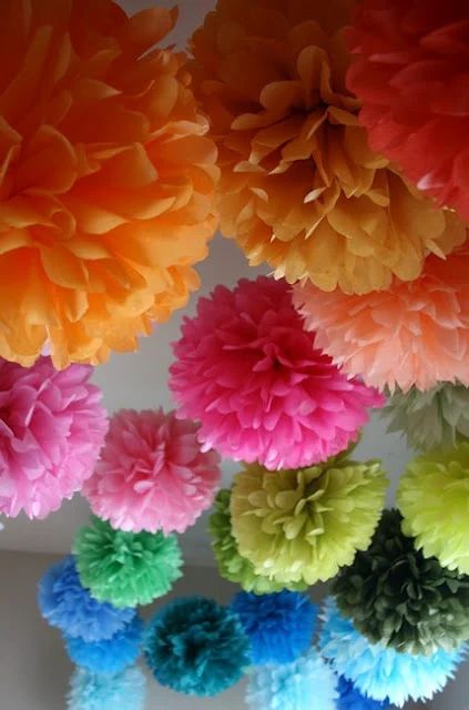 How to make tissue pom flowers - Design Dazzle Crepe Paper Decorations, Tissue Paper Flowers Diy, Wall Hanging Ideas, Tissue Pom Poms, Flower Wall Hanging, Hanging Ideas, Tissue Paper Pom Poms, Paper Peonies, Paper Wall Hanging