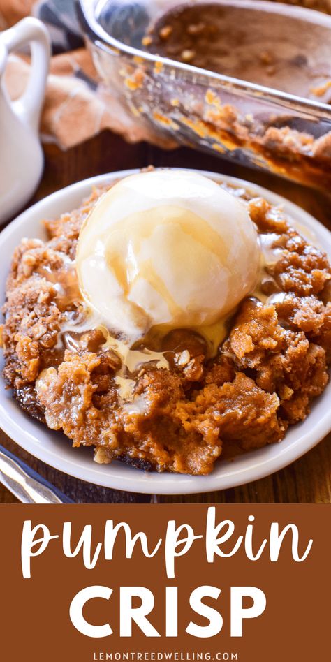 Pumpkin Crisp Recipe, Crunchy Oatmeal, Oatmeal Crisp, Pumpkin Crisp, Pumpkin Dishes, Pumpkin Desserts, Oven Fried, Pumpkin Recipes Dessert, Harvest Recipes