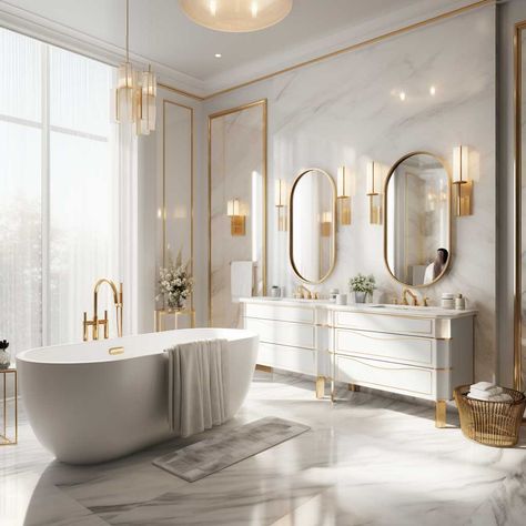 Small Luxury Bathroom, Interior Design Career, Sophisticated Bathroom, Bathroom Decor Luxury, Gold Bathroom, Gold Interior, Online Furniture Shopping, Elegant Bathroom, Marble Bathroom