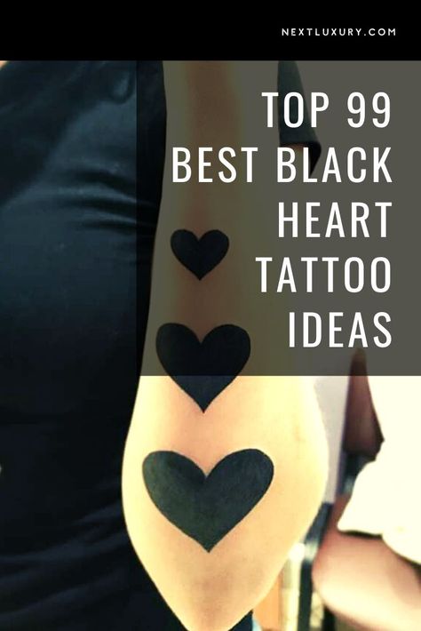 The heart has been a common tattoo element since the early days of the Western tradition, but a black heart tattoo takes the symbolism commonly associated with this classic design and turns it on its head. #tattooideas Women Heart Tattoos, Black Heart Cover Up Tattoo, Black Heart Tattoo Design, Wild Heart Tattoo Ideas, Imperfect Heart Tattoo, Multiple Heart Tattoos, Mended Heart Tattoo, Small Black Tattoo For Women, Solid Black Heart Tattoo