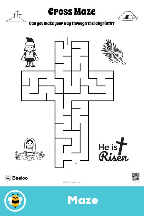 Medium easter-themed maze for kids ages 5 and up Sunday School Coloring Sheets, Maze For Kids, Maze Activity, Easter Sunday School, Church Games, Crafts And Activities For Kids, Mazes For Kids, Fun Printables, Easter Activities