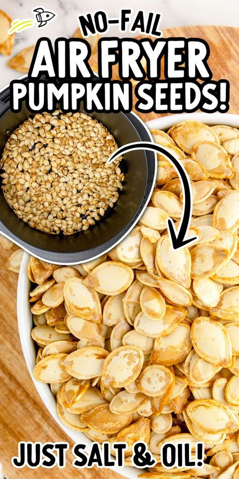 Air Fryer Pumpkin Seeds Pumpkin Seeds Recipe Roasted Air Fryer, Airfryer Pumpkin Seeds, Air Fry Pumpkin Seeds, Pumpkin Seeds Recipe Air Fryer, Air Fryer Pumpkin Seeds, Savory Pumpkin Seeds, Pumpkin Seed Recipes Roasted, Fast Crockpot Meals, Air Fryer Pumpkin