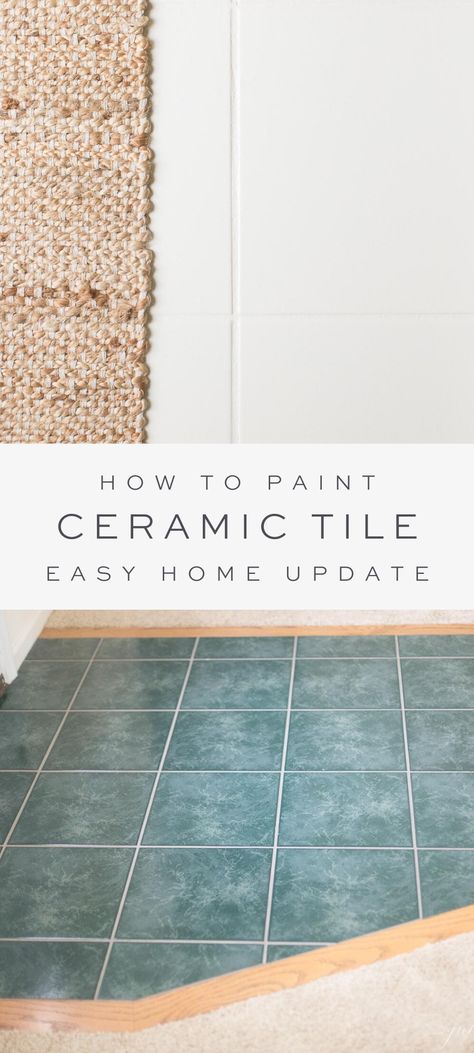 Can you paint ceramic tile? Yes, and I’m sharing everything you need to know about tile paint including where to purchase, how to apply and more! Floor Tile Paint is extremely durable and an easy and inexpensive way to update tile floors and walls – even for high traffic areas! #painttile #tile #flooring #ceramictile How To Update Tile Backsplash, Can You Paint Floor Tiles Bathroom, Ceramic Tile Redo, Diy Tile Update, Refresh Bathroom Tiles, Stain Tile Floor Diy, Painted Travertine Tile Floor, How To Paint Subway Tile, Kitchen Tile Floor Painting Ideas