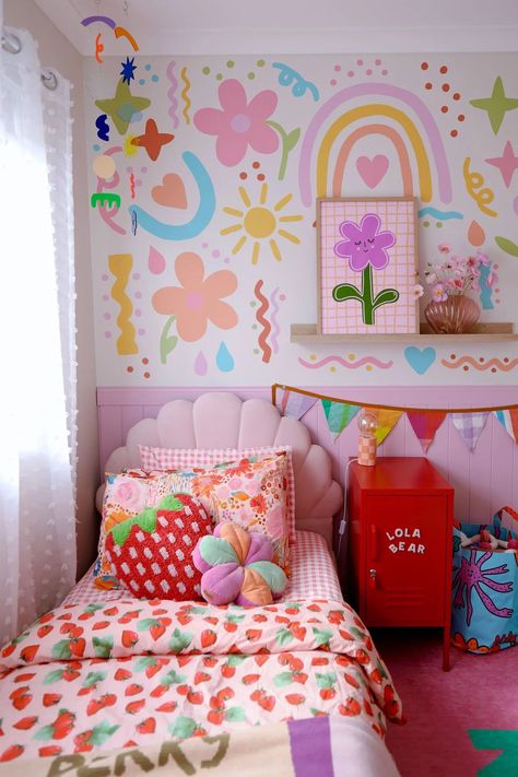 Girl Kids Bedroom, Colorful Bedrooms, Colourful Room, Colorful Kids Bedroom, Kid Design, Girl Room Inspiration, Colorful Kids Room, Big Girl Bedrooms, Toddler Girl Room