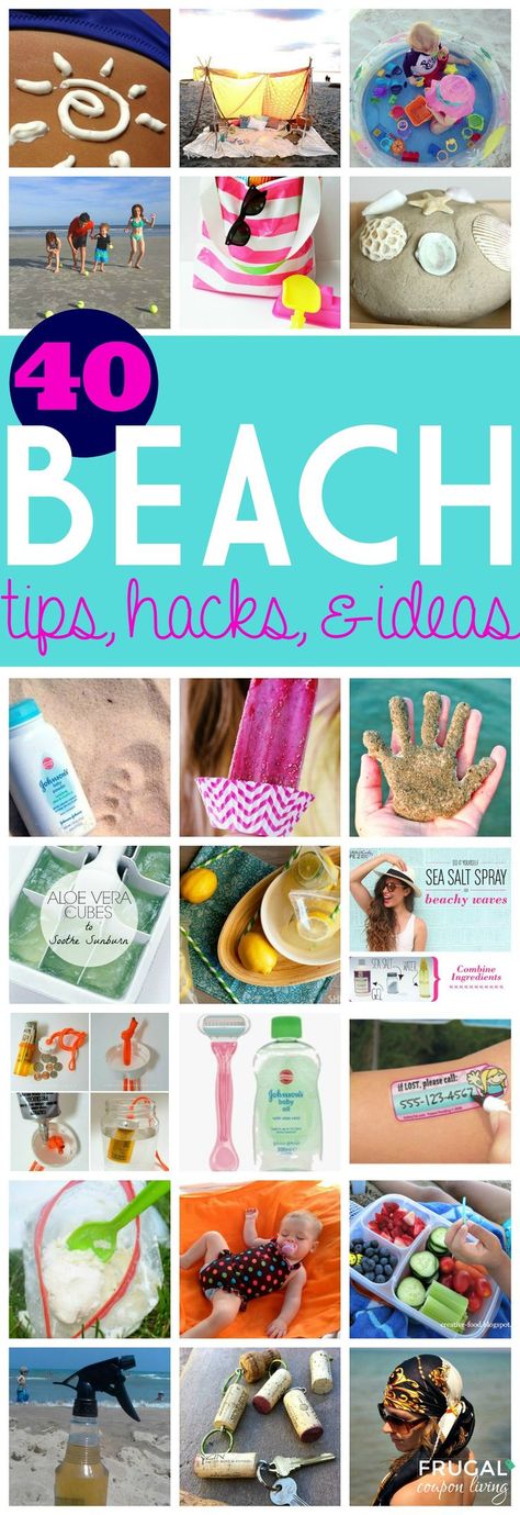 40 Beach Tips and Tricks - Hacks and Ideas for Your Trip to the Sand. Round-Up on Frugal Coupon Living. #beach #hacks #tips #summer #summertime #beachideas #beachhacks #beachtips #frugalcouponliving Beach Tips And Tricks, Beach Trip Tips, Boat Essentials, Beach Setup, Beach Tips, Summer Hacks, Family Summer Vacation, Beach Vacay, Beachy Vibes