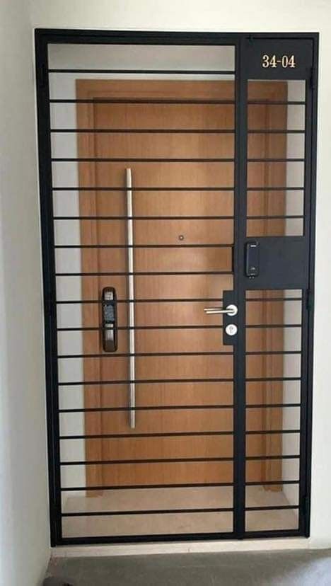 Security Door Design, Grill Designs, Window Grill Design Modern, Door Grill, Home Engineering, Unique Window, Grill Gate Design, Metal Doors Design, Steel Door Design