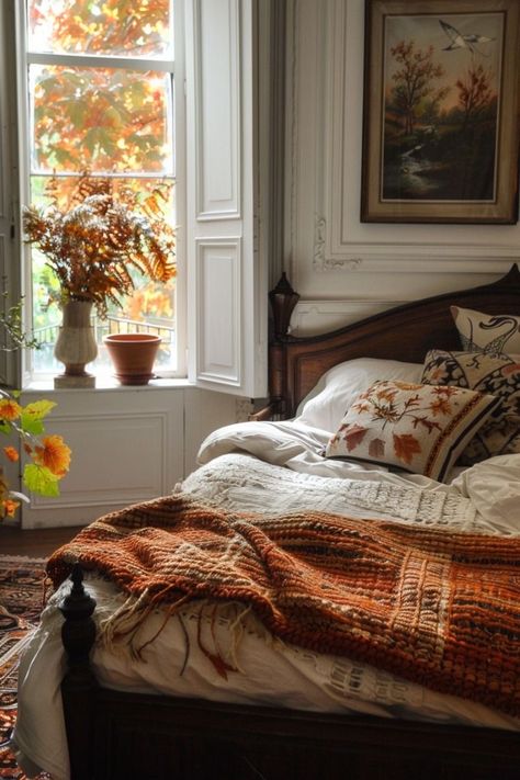 Fall Bedroom Ideas, Cabin Vibes, Cozy Fall Bedroom, Rustic Fall Decor, Fall Bedroom, Fall Decor Ideas, Cozy Cabin, Home N Decor, Cozy Fall