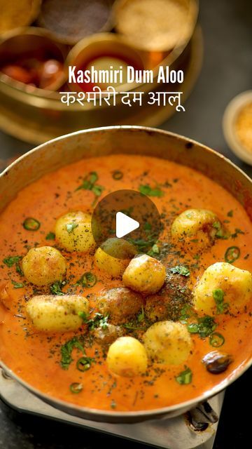 Malvika Hada Kumar | Recipe Developer on Instagram: "Kashmiri Dum Aloo (No onion, No Garlic) 🥔😍- This is one of the most delicious aloo recipes which has a rich gravy and bomb flavours.

This is traditionally made with baby potatoes, but if you don’t have it you can use regular potatoes too.🥔🌿

It is also a great recipe to include in your festive meals, as the festivals are just around the corner.❤️

You can serve it with phulka, poori, rice, pulao or any Indian bread.

Kashmiri Dum Aloo, Kashmiri Recipes, Aloo, Aloo Ki Sabzi, Aloo Recipes, Potato Curry, Kashmiri Food

#dumaloo #kashmirifood #explore" No Onion No Garlic Recipes, Kashmiri Wazwan Recipes, Dum Aloo Recipe, Kashmiri Vegetarian Recipes, Kashmiri Dum Aloo Recipe Video, Dum Aloo Kashmiri, Kashmiri Recipes, Kashmiri Chilli Powder, Aloo Curry