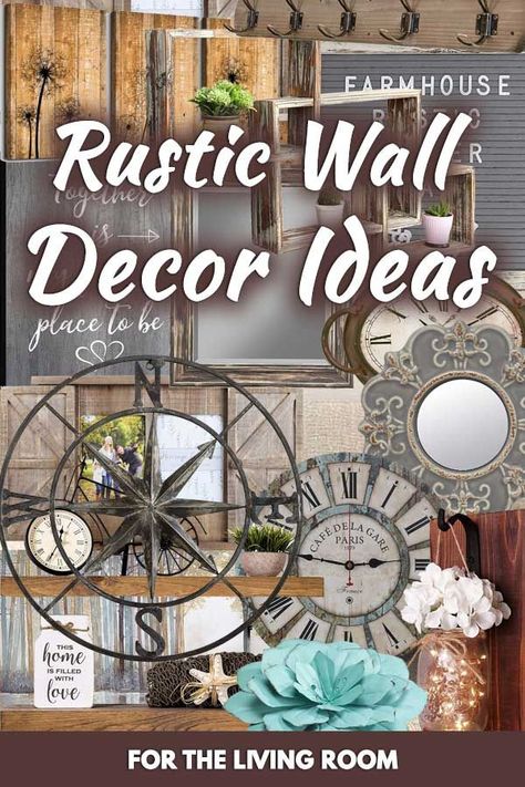 20 Rustic Wall Decor Ideas For The Living Room. Article by HomeDecorBliss.com #HDB #HomeDecorBliss #homedecor #homedecorideas Rustic Outdoor Wall Decor, Rustic Wall Decor Ideas, Porch Wall Decor, Rustic Style Decor, Living Room Decor Country, Cheap Wall Art, Rustic Farmhouse Living Room, Country Wall Decor, Wall Decor Ideas