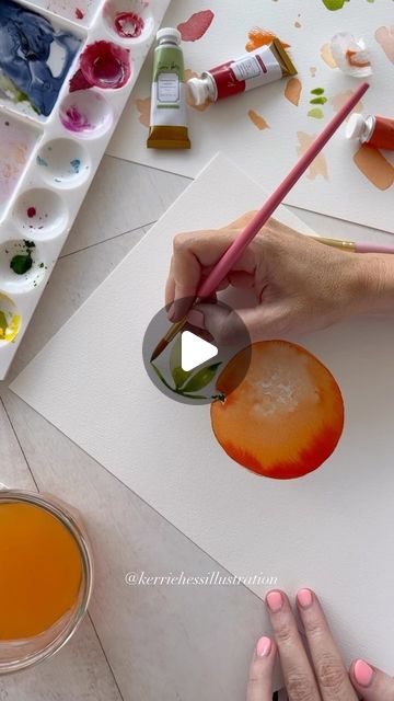 Kerrie Hess on Instagram: "Paint a simple tangerine with me in watercolor… 🍊🎨" Clementine Watercolor, Tangerine Painting, Watercolor Oranges, Kerrie Hess, Ideas Watercolor, Watercolor Video, August 27, Fall Ideas, Watercolour Painting