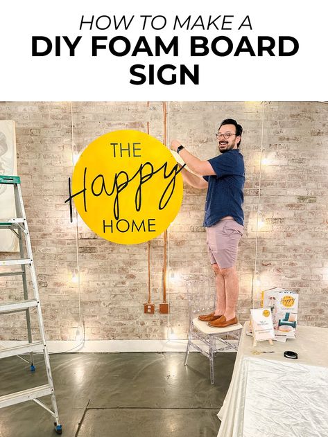 Diy Pop Up Shop Sign, Diy Foam Board Sign, Diy Signage Business, Diy Event Signage, Trade Show Signage, Foam Board Signs Diy, Event Signage Ideas, Diy Logo Sign, Diy Signage Ideas