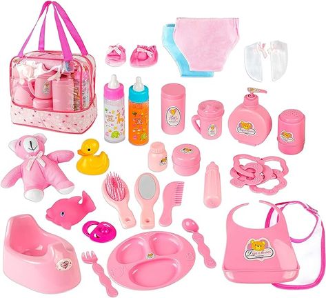 Amazon.com: fash n kolor Doll Feeding Set | Set Includes Baby Doll, Doll Diapers, Diaper Bag, Magic Bottles, Potty and Bath Toys | 26 Changing and Other Accessories for 3+ Years Kids : Toys & Games Multiple Baby, Baby Doll Diaper Bag, Baby Doll Furniture, Baby Doll Set, Baby Doll Nursery, Baby Alive Doll Clothes, Barbie Doll Set, Magic Bottles, Baby Doll Toys