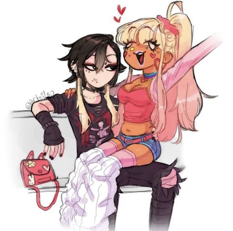 Emo And Gyaru Couple Art, Where I Fit In Society, Lesbian Oc Design, Vertical Manga Panels, Gyaru Drawing Style, Guy In Bunny Suit Drawing, Gyaru And Emo Matching Pfp, Lesbian Oc Drawing, Gyaru Art Reference