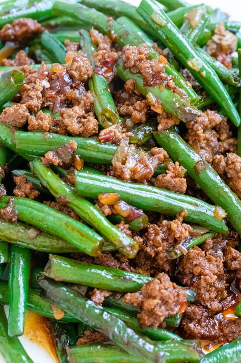 Sauteed Green Beans with Ground Beef Beef And Green Beans Recipe, Beans With Ground Beef, Green Bean Stir Fry, Bean Stir Fry, Sauteed Green Beans, Stir Fry Recipe, Green Bean Recipes, Health Dinner Recipes, Green Bean