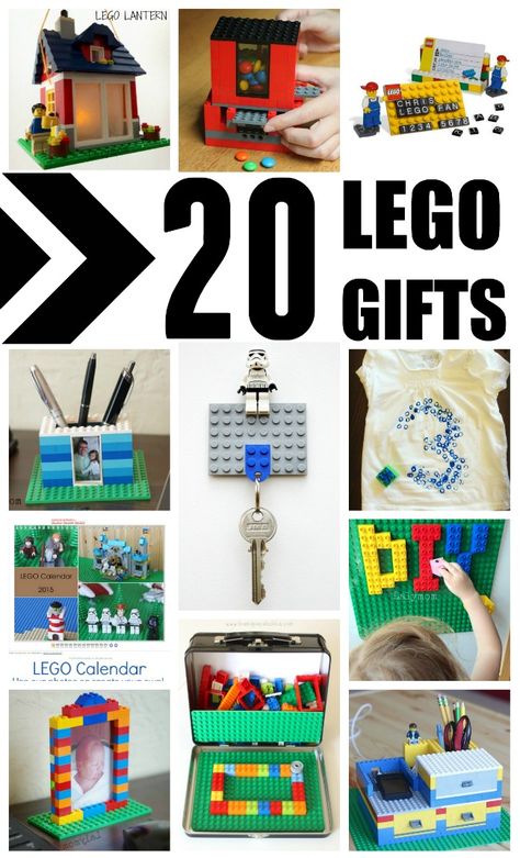 LEGO WEEK! 20 Cool LEGO Gifts to Make and Build - Great ideas for LEGO Birthdays, Father's Day, Mother's Day and more! Lego Diy Gifts, Lego Gift Ideas, Lego Calendar, Lego Crafts, Lego Gift, Lego Diy Crafts, Lego Wall, Family Projects, Lego Gifts