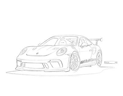 Porsche 992 Gt3 Rs Drawing, Porche Drawings, Porsche Gt3 Rs Sketch, Porsche Gt3 Drawing, How To Draw A Porsche, Porshe Drawing Art, Porche 911gt3 Drawing, Porsche Drawing Sketch, Porsche Gt3 Rs Drawing