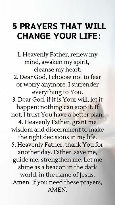 5 PRAYERS THAT WILL CHANGE YOUR LIFE  #Prayer#prayers #DailyPrayer Prayer For Good Health Test Results, Inspirational Prayers Encouragement Life, Prayers For A Good Day, Adoration Prayer, Prayers For Health And Healing, Daily Prayers Mornings, Spiritual Morning Quotes, Jesus Sayings, Intercession Prayers